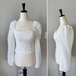 Harper Corset Elegant White Puff Sleeve Top